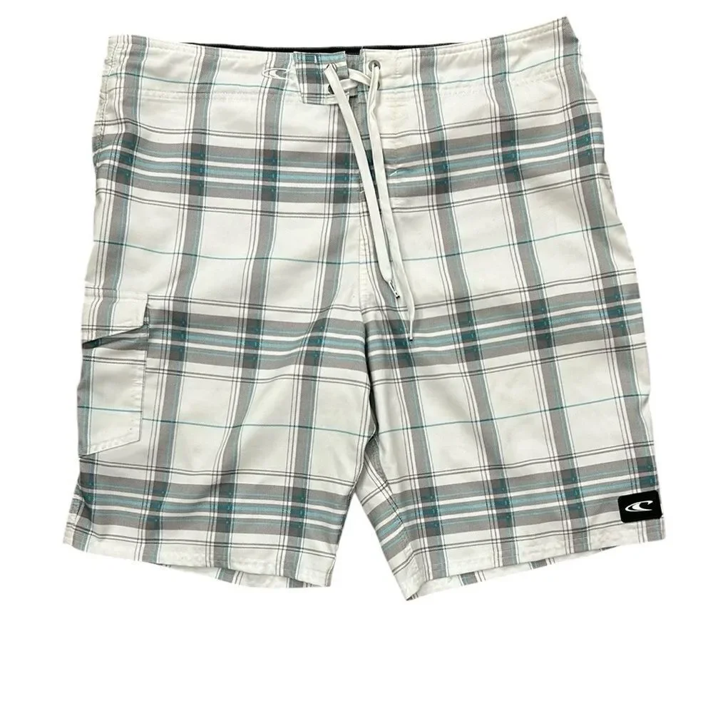 O'Neill White and Gray Board Shorts for Swim
